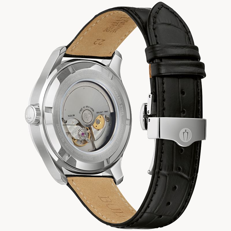 Blue Dial Leather Strap Wilton GMT 96B385 Bulova